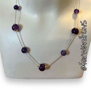 Bundle Sale 3 for $15 | Silver-Tone Chain Necklace | Seven Purple Beads